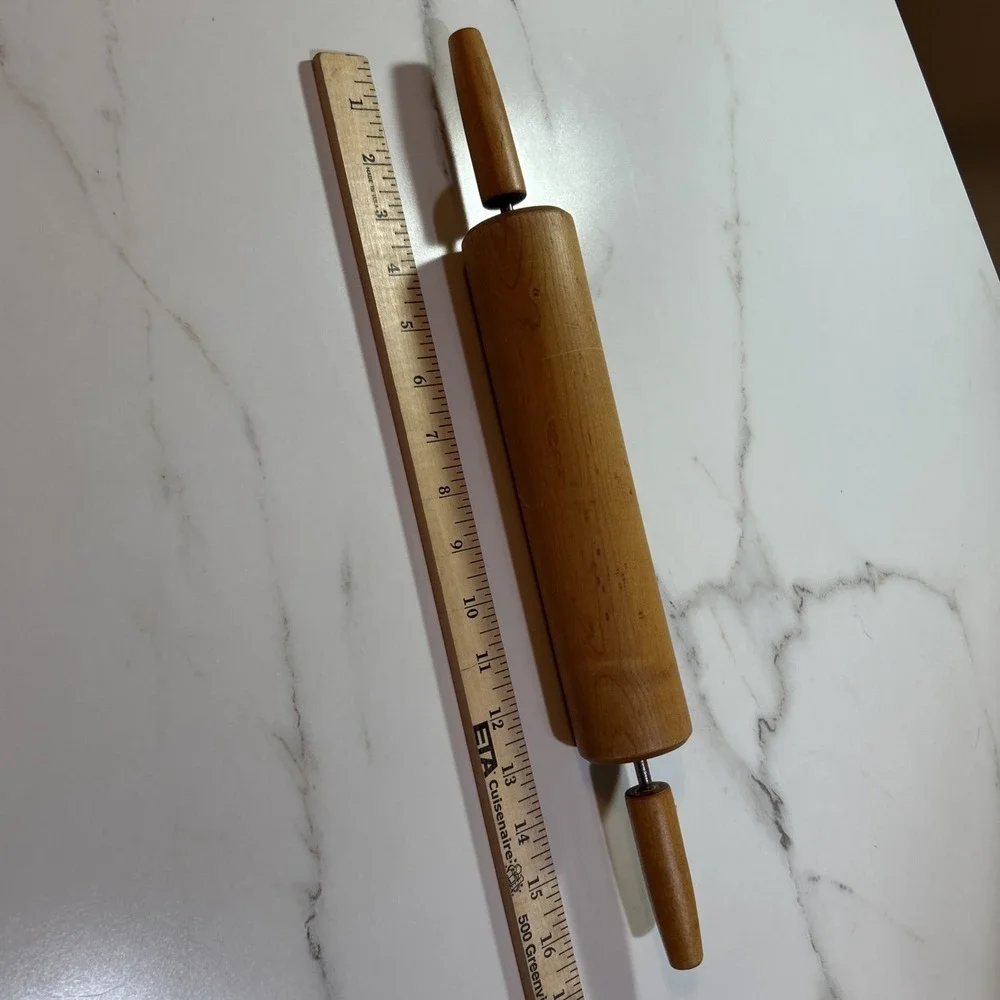 Vintage Wooden Rolling Pin Metal Rod 17